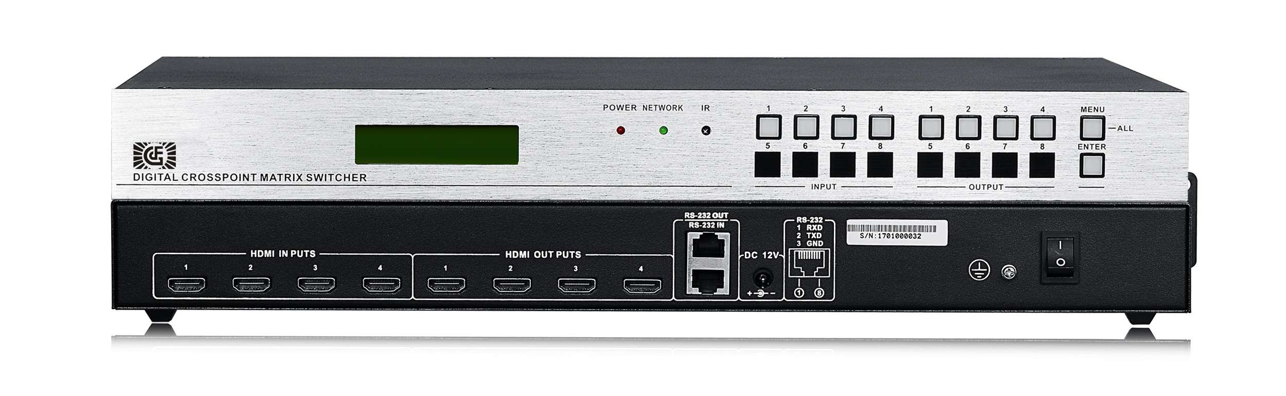 HDMI高清4進(jìn)4出帶顯控矩陣