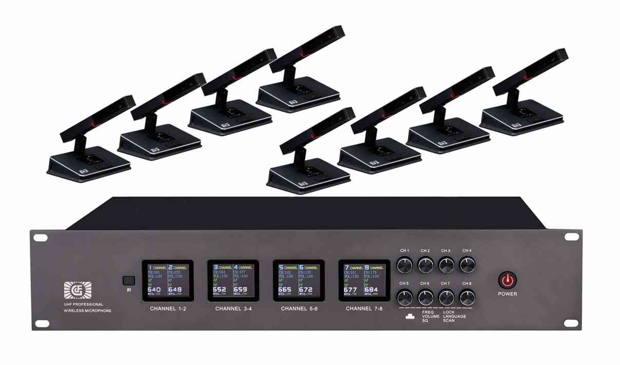 全智能無線一拖八會議多功能話筒系統(tǒng)