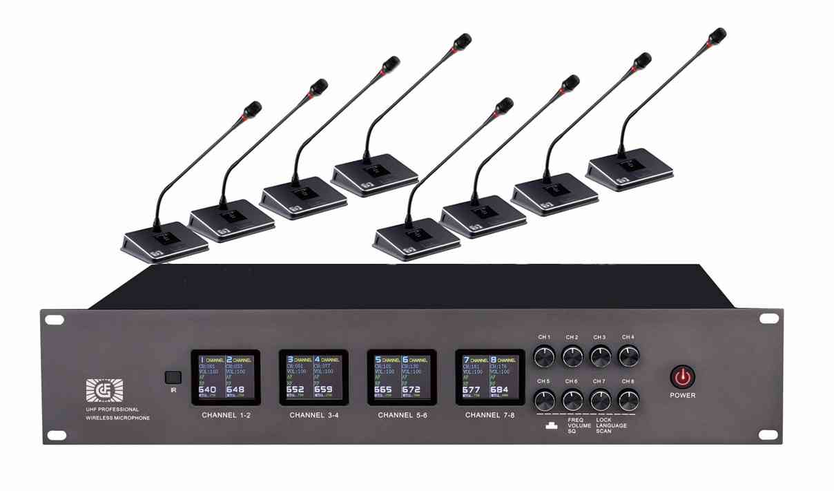 全智能一拖八無線會議系統(tǒng)（主機(jī)+ 鵝頸款話筒）