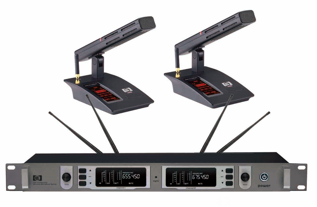 真分集一拖二會議話筒主機桌面陣列式