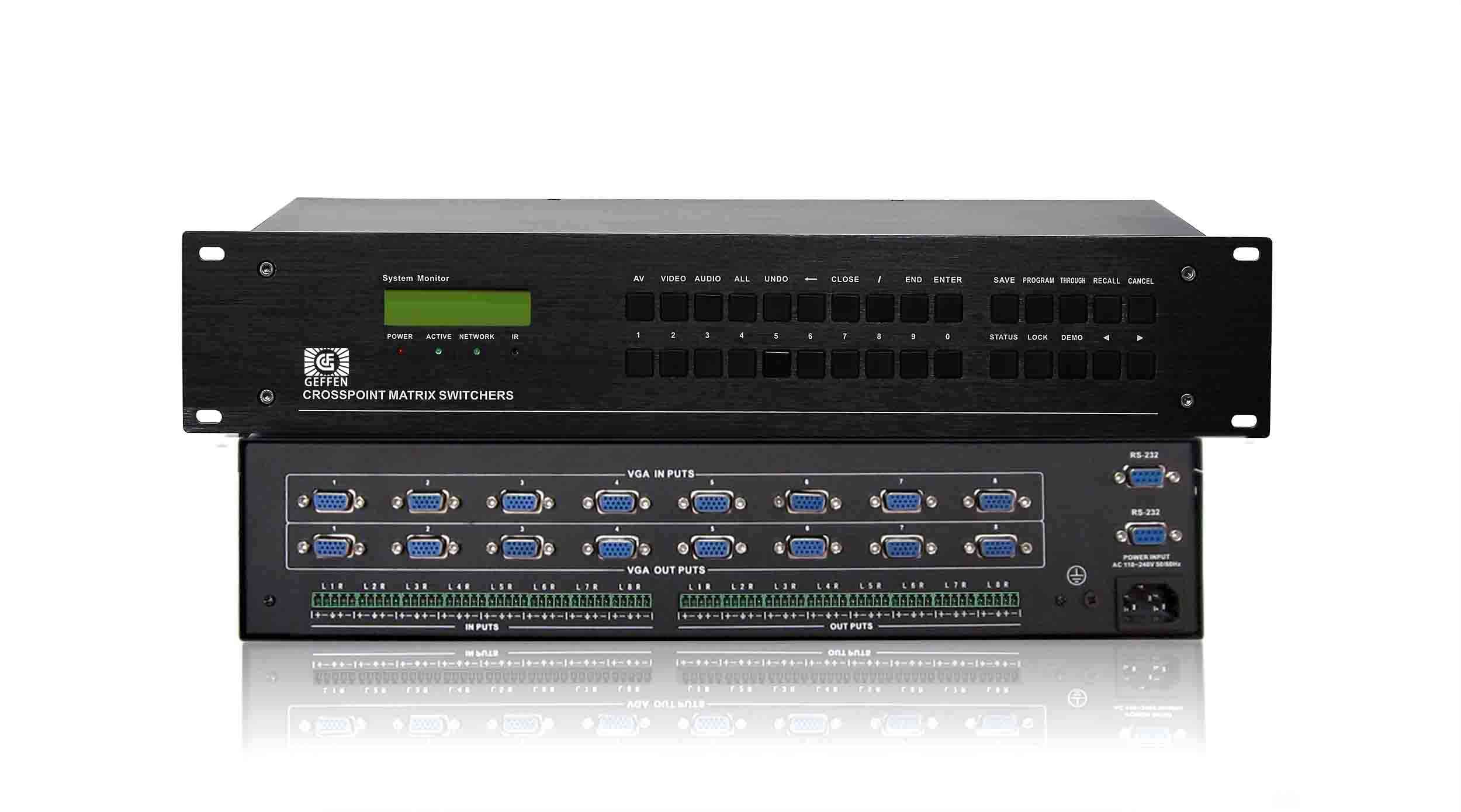 VGA8進(jìn)8出帶8口獨(dú)立音頻輸出矩陣