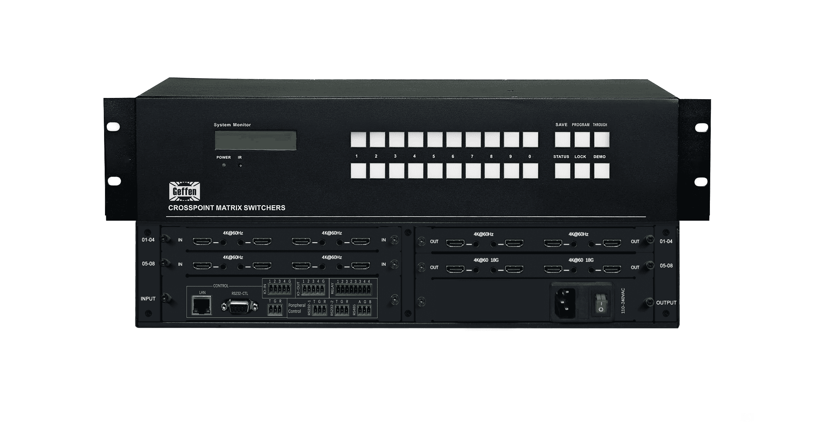 8路8進(jìn)8出高清4K無縫混合矩陣切換器 1卡4路