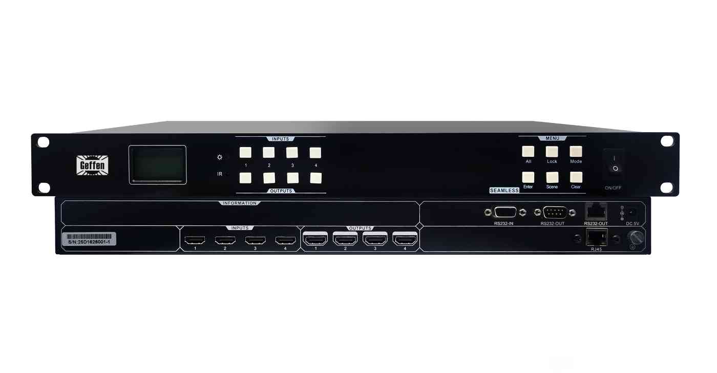 HDMI4進(jìn)4出高清無縫矩陣帶顯示屏 4K30